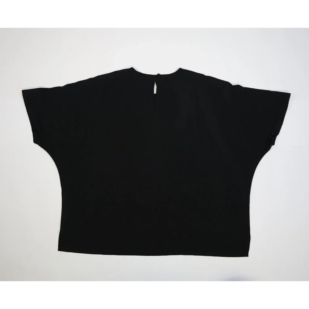 Tilley Silk Blouse Womens Plus 3XL Black Round Neck Dolman Sleeve Microfiber - Picture 6 of 10